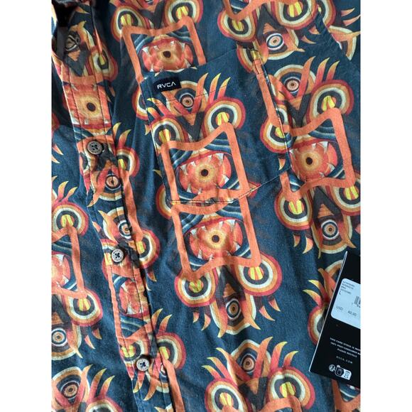 NEW w/TAGS RVCA Redondo Short Sleeve Shirt for Men Tribal Island Large - Picture 5 of 9